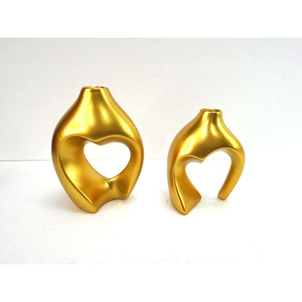 Golden resin abstract Nordic Hollow heart-shaped vases Embraced Hearts
